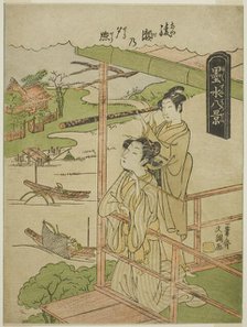 Ayase no Yusho, from the series "Bokusui Hakkei", c. 1769. Creator: Ippitsusai Buncho.