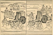 Carriages drawn by oxen, 1663, (1924).  Creator: Hishikawa Moronobu.