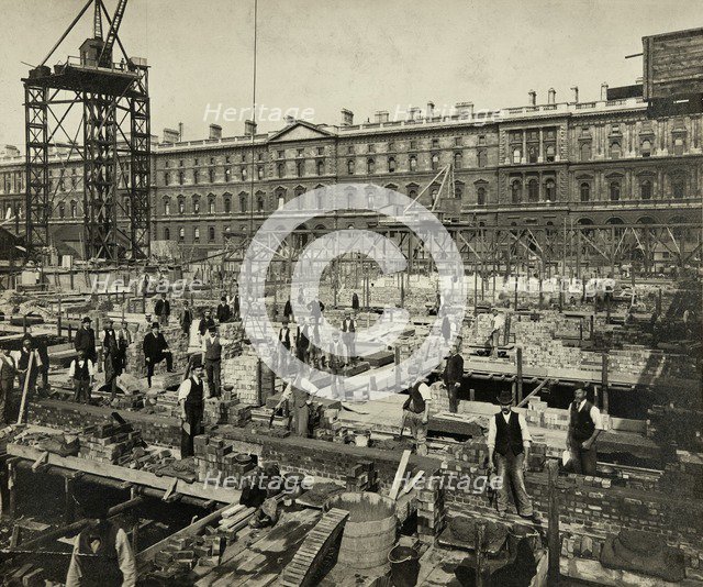 Construction of New Government Offices, Great George Street, Westminster, London, 1902 Artist: SB Bolas & Co.