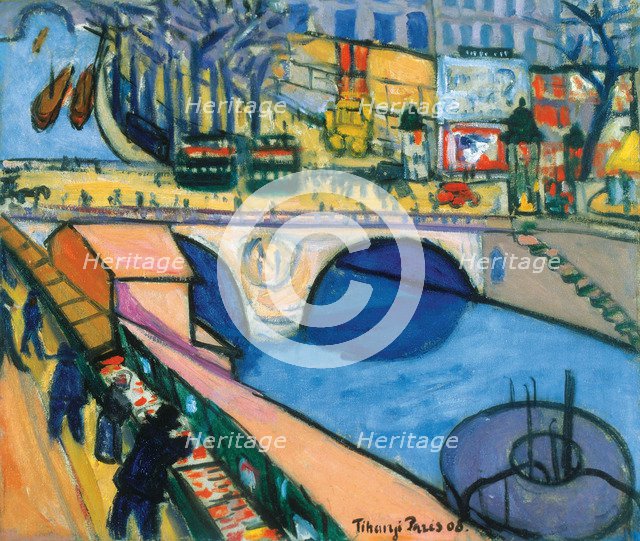 The Pont Saint-Michel in Paris, 1908.