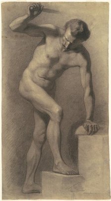 Male Nude on Steps, 1872. Creator: Walter Shirlaw.