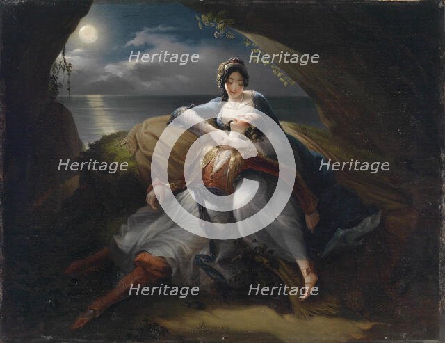 Angelika and Medoro. Scene from "Orlando Furioso" by Ludovico Ariosto, 1833. Creator: Stroj, Mihael (1803-1871).