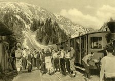 Tourists at Baumgartnerhaus Station on the Schneeberg Railway, Lower Austria, c1935.   Creator: Unknown.