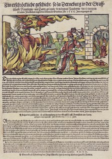 The Derenburg witch trial. Popular print , 1555.