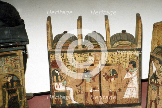 Egyptian Shabti-Box, Anubis. Thoth, Osiris, New Kingdom, 20th Dynasty, c1189 BC-1077BC. Artist: Unknown.