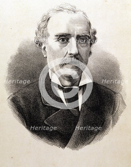 Antonio de Bofarull i Broca (1821-1892), Catalan writer, engraving of 1876.