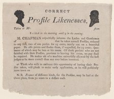 Advertisement for profile likenesses by Moses Chapman, 1803-21., 1803-21. Creator: Anon.