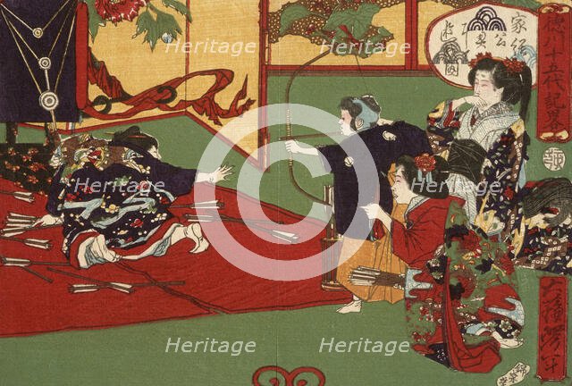 Tokugawa Ietsuga Playing at Archery, 1875. Creator: Tsukioka Yoshitoshi.