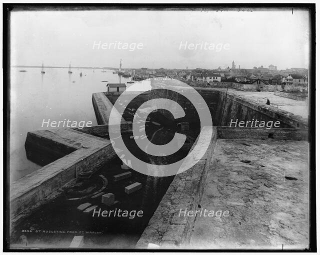 Panorama from Fort Marion, showing Fort, bay and city, between 1880 and 1897. Creator: William H. Jackson.