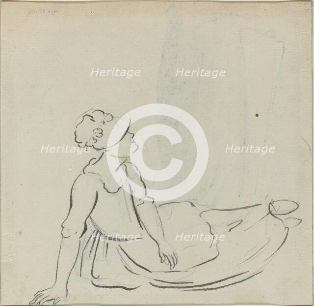 Girl with a Bonnet Reclining [verso]. Creator: Paul Sandby.
