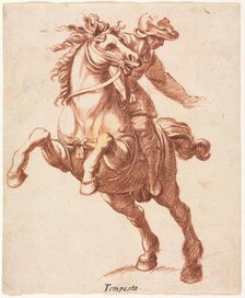Rearing Horse and Rider, c. 1600?. Creator: Antonio Tempesta (Italian, 1555-1630), attributed to.