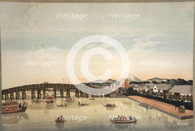 View of the Ryogokubashi over the Sumidagawa River in Edo, 1823-1829.