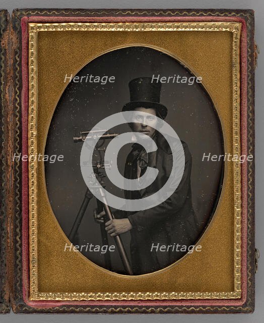 Untitled [man with surveying equipment], 1854. Creator: Unknown.