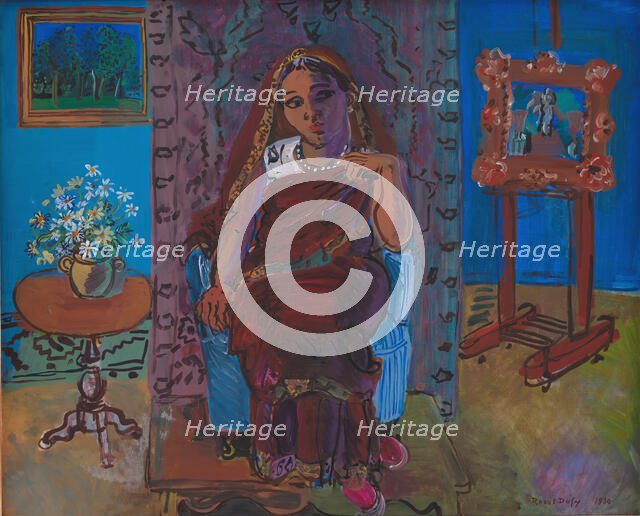 Interior with Indian Woman, 1930. Creator: Dufy, Raoul (1877-1953).