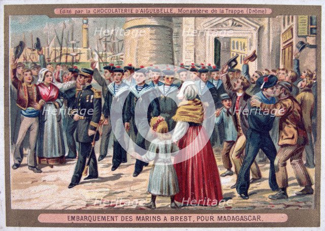 'Embarkation of the Marines at Brest for Madagascar', 1883. Artist: Unknown