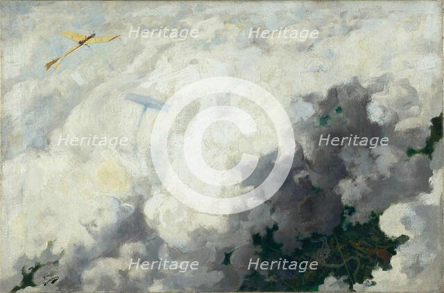 Le seul oiseau qui vole au-dessus des nuages (The Only Bird That Flies above the Clouds), 1910. Creator: Devambez, André Victor Édouard (1867-1943).