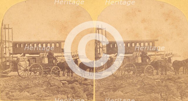 Group of 9 Stereograph Views of Carriages, Stagecoaches, and Wagons, 1860s-80s. Creator: Unknown.