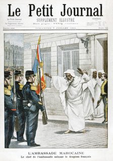 Moroccan Embassy, The chief ambassador saluting the French flag, 1901. Artist: Unknown