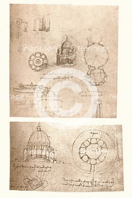 Two architectural drawings, c1472-c1519 (1883). Artist: Leonardo da Vinci.