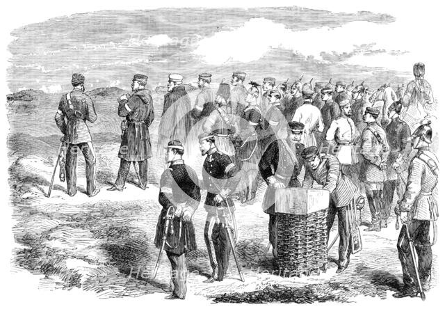 The War in Denmark: Prince Frederick Charles and staff directing the assault on Düppel..., 1864. Creator: Unknown.