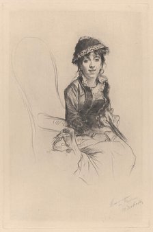Portrait of Emma Dauvilliers, about 1889. Creator: Marcellin-Gilbert Desboutin.