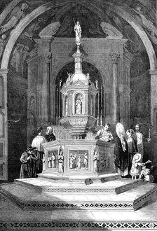 The Font in the Baptistery of Sienna Cathedral, 1860. Creator: Unknown.