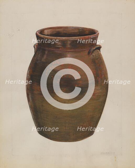 Cracker and Butter Jar, c. 1936. Creator: John Jordan.