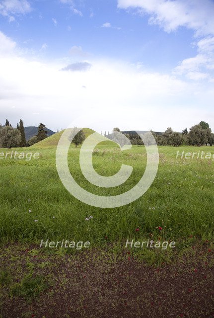 The burial mound of the Athenians at Maratona (Marathonas), Greece. Artist: Samuel Magal