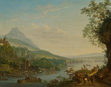Ideal river landscape with a view of Frankfurt, 1729. Creator: Chalon, Louis (1687-1741).