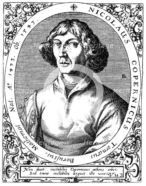 Nicolas Copernicus, Polish astronomer, 1645 Artist: A de Bry