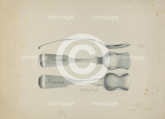 Silver Salt Spoon, c. 1937. Creator: Florence Hastings.