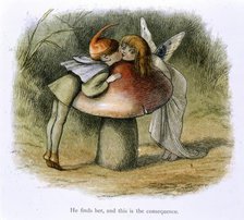 An elf and a fairy kissing, 1870.  Creator: Richard Doyle.