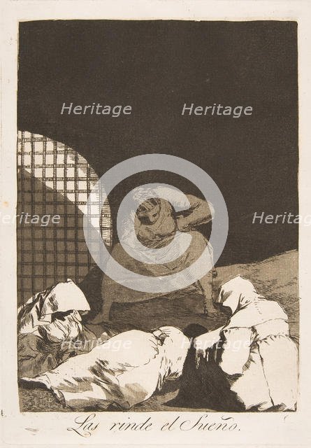 Plate 34 from 'Los Caprichos': Sleep overcomes them (Las rinde el Sueño.), 1799. Creator: Francisco Goya.