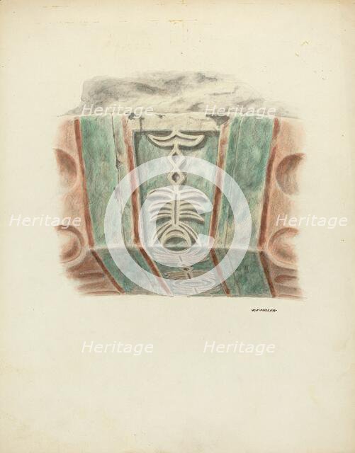 Carved and Painted Keystone, 1939. Creator: Randolph F Miller.