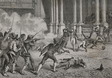 Death of General Duphot (1769-1797) in Rome on 28 December 1797, during a riot between..., 1879.  Creator: Desire Mathieu Quesnel.