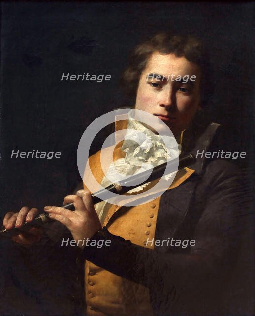 Portrait of the composer and flautist François Devienne (1759-1803), ca 1792. Creator: David, Jacques Louis (1748-1825).