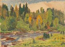 Landscape with a river, 1930-1940. Creator: Antonin Hudecek.