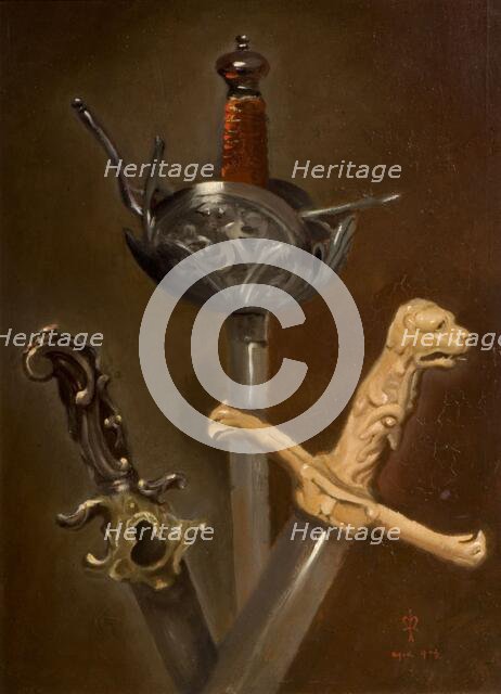 Three Swordhilts, 1839. Creator: John Everett Millais.