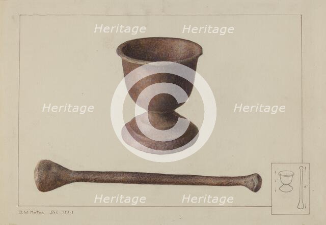 Mortar and Pestle, c. 1938. Creator: Ralph Morton.
