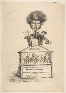 Caricature of Berlioz, from La Caricature Provisoire, no. 1, 1838. Creator: Benjamin Roubaud.