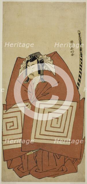 The Actor Ichimura Uzaemon IX as Araoka Hachiro in the Play Sakimasu ya Ume no..., c. 1778. Creator: Katsukawa Shunko.