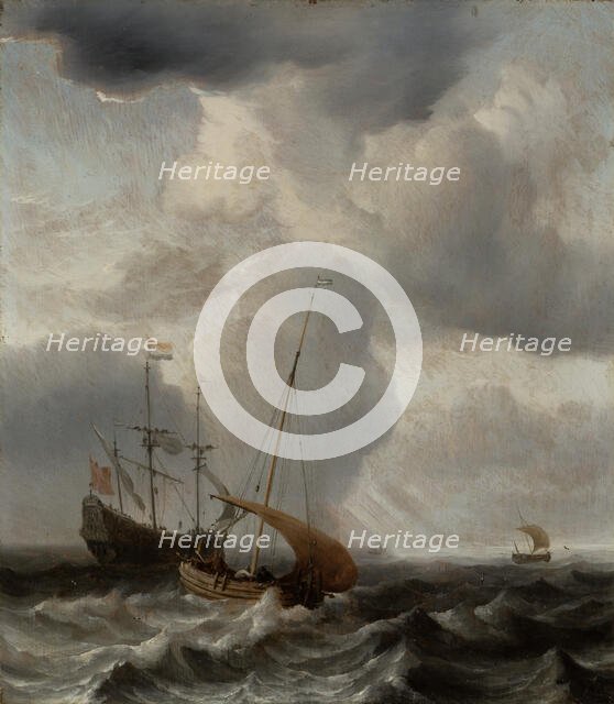 Stormy Sea with Ships, 1659. Creator: Willem van de Velde the Younger.