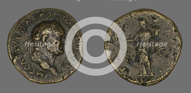 Sestertius (Coin) Portraying Emperor Vespasian, 71. Creator: Unknown.