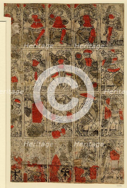 Tarocchi Cards (The Budapest Sheet of Tarot Playing Cards) , c 1500. Creator: Anonymous.