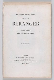 The Complete Works of Béranger, 1836., 1836. Creator: Anon.