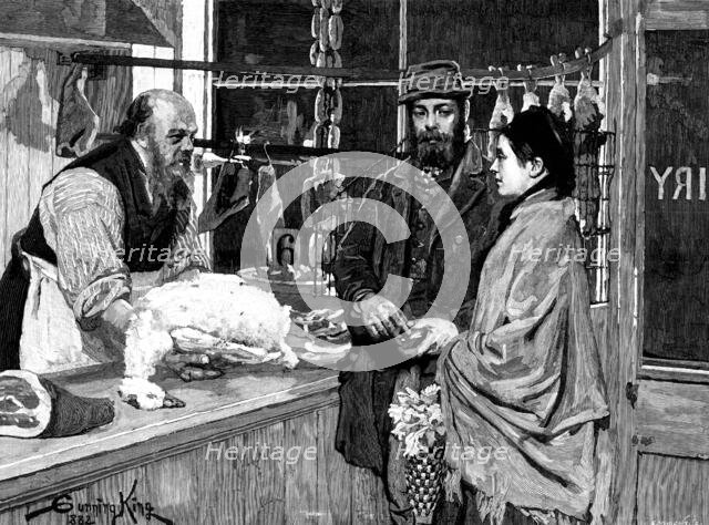 Their Christmas Dinner - Goose, drawn by G. King, 1883. Creator: Eugène Froment.