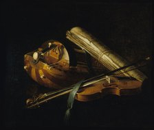 Still life with musical instruments, 1756. Creator: Jeaurat de Bertry, Nicolas Henri (1728-1796).