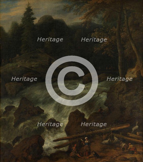 Waterfall, between 1653 and 1674. Creators: Allart van Everdingen, Johannes Lingelbach.