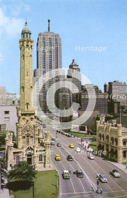 Michigan Avenue looking north, Chicago, Illinois, USA, 1950. Artist: Unknown