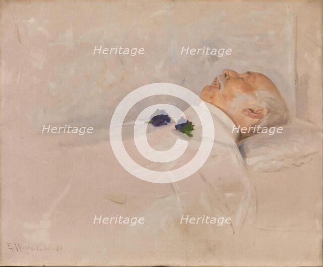 Professor O.J. Broch lies in State, 1889. Creator: Erik Werenskiold.